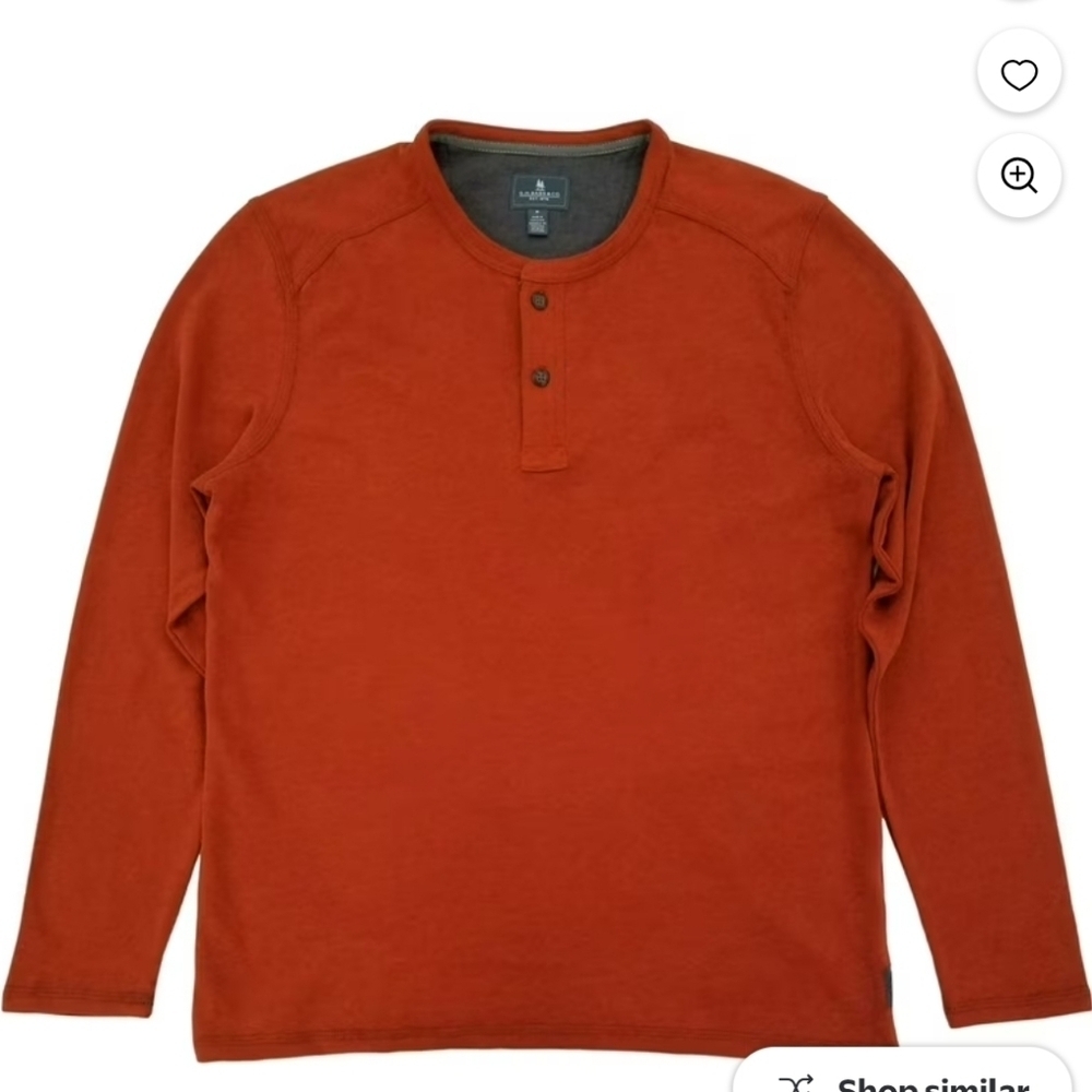 B.h Bass Men's Long Sleeve Henley Shirt in Rust by L.L. Bean